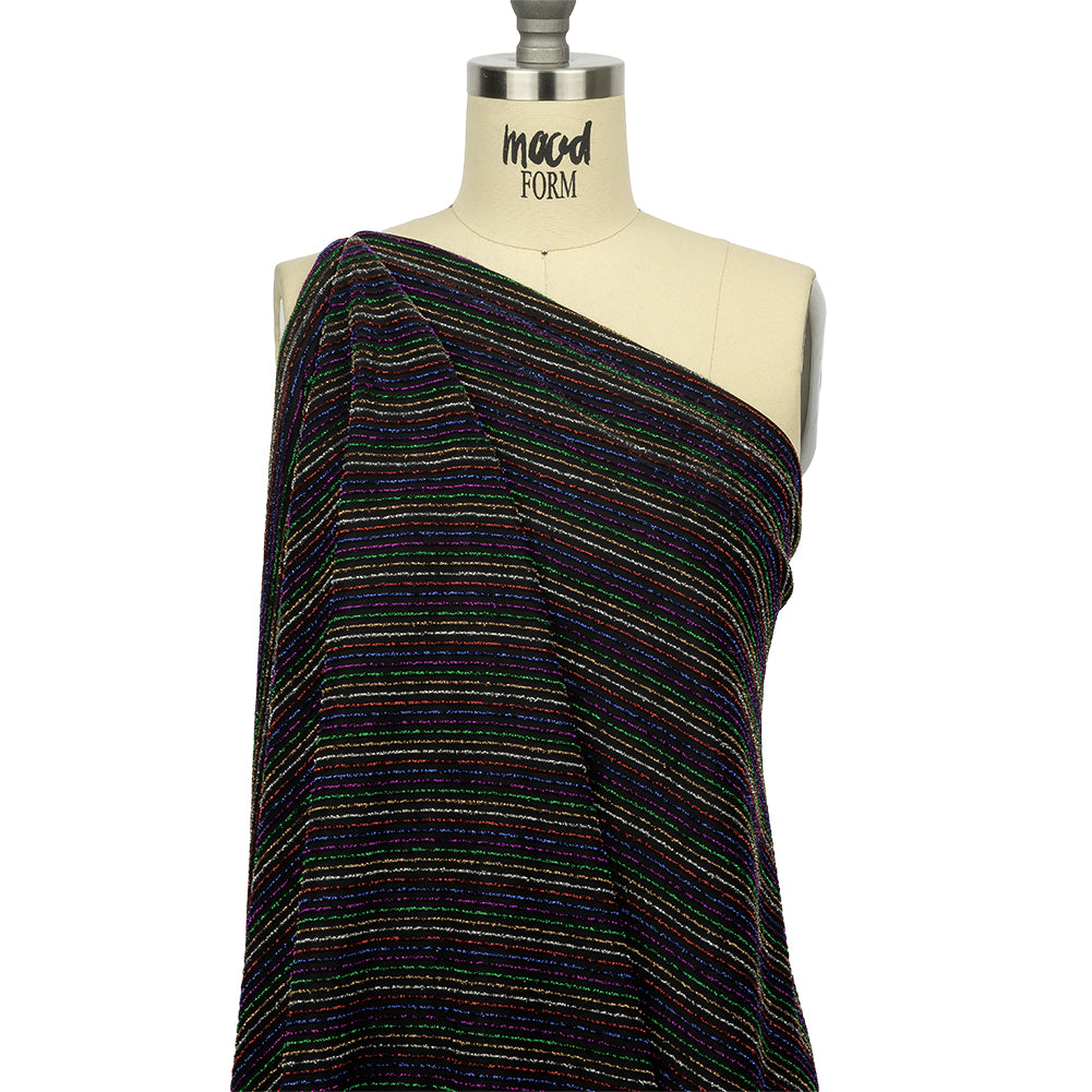 Black and Rainbow Striped Stretch Nylon Knit - Drape Black and Rainbow Striped Stretch Nylon Knit - Drape