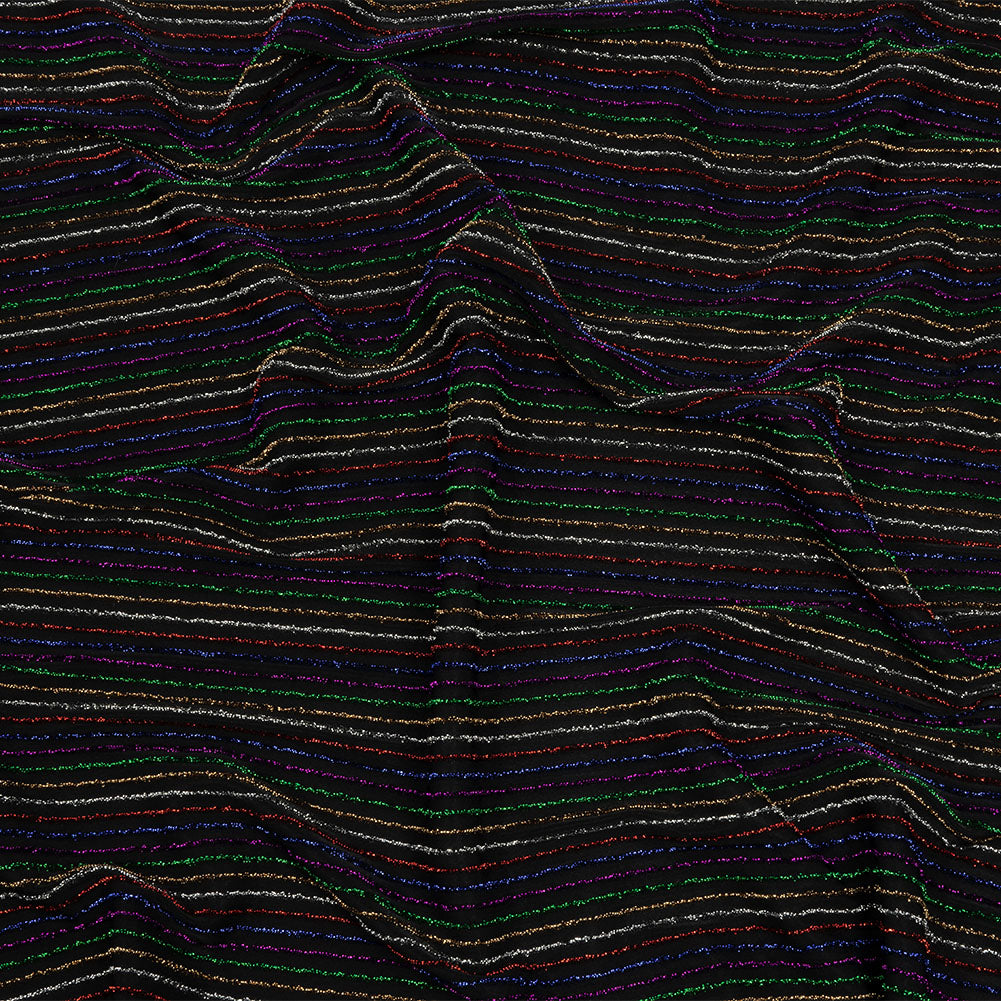 Black and Rainbow Striped Stretch Nylon Knit Black and Rainbow Striped Stretch Nylon Knit