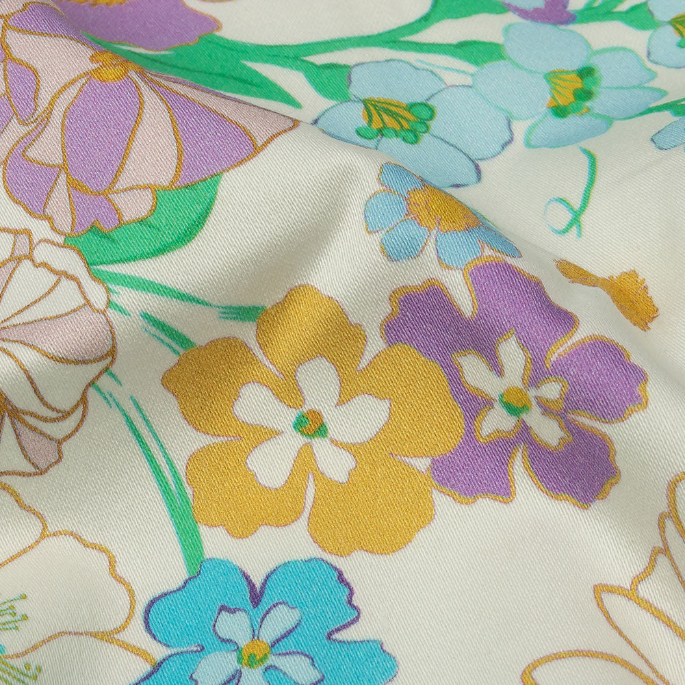 Mood Exclusive Blue Wonderblooms Stretch Cotton Sateen - Detail Mood Exclusive Blue Wonderblooms Stretch Cotton Sateen - Detail