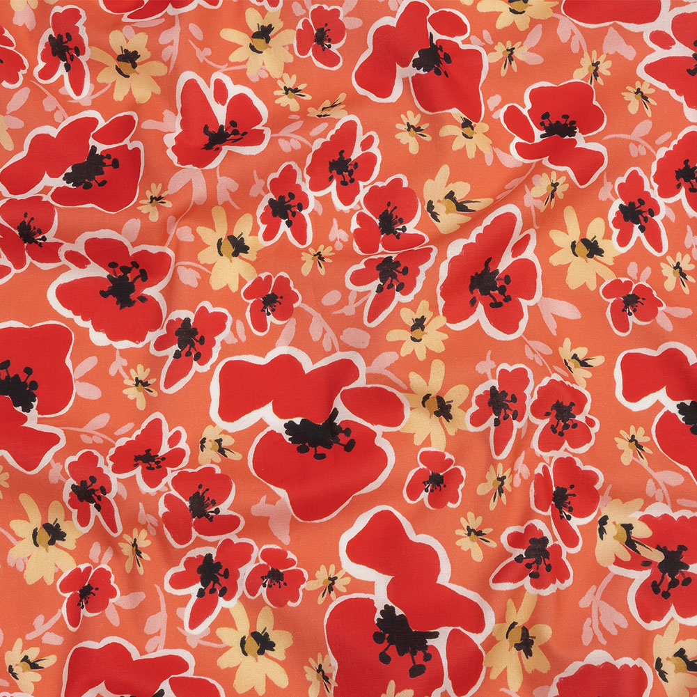 Cotton Voile Print - Orange and Red Floral - Mood Exclusive Grooving Blooms Cotton Voile Print - Orange and Red Floral - Mood Exclusive Grooving Blooms