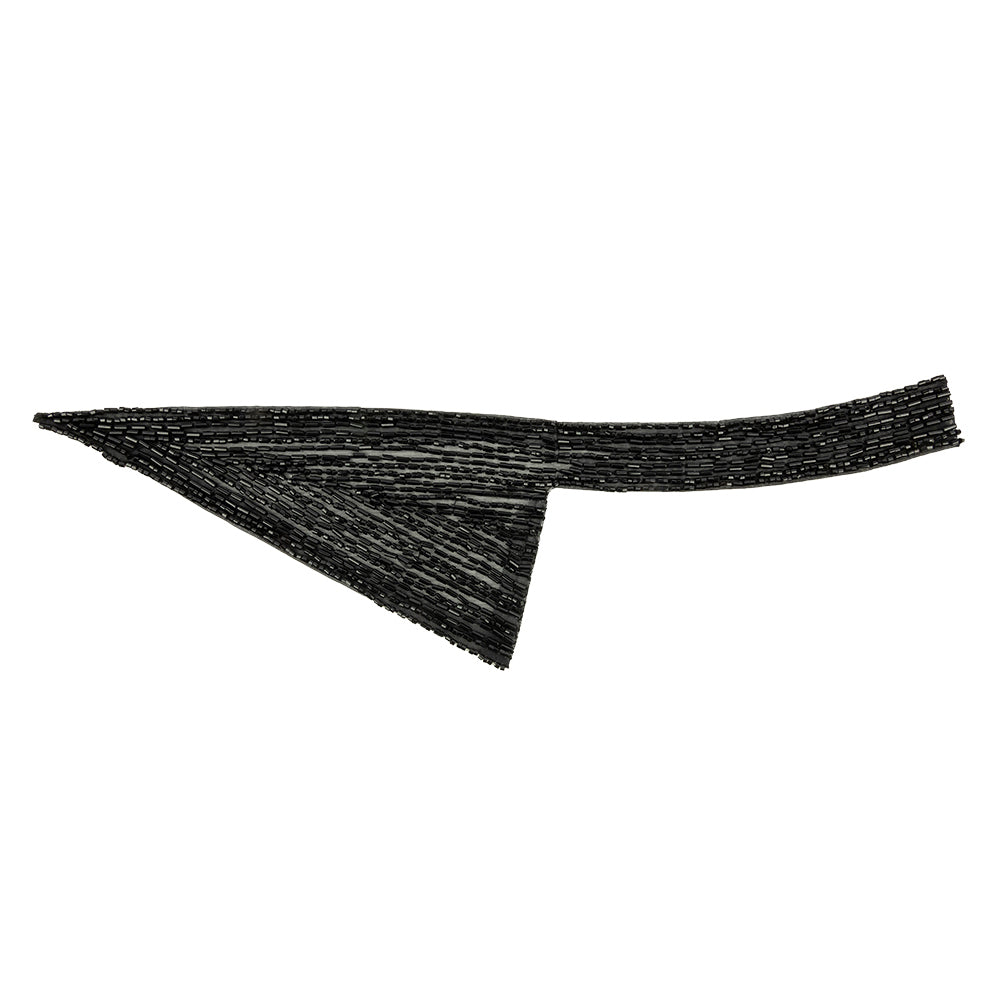 Vintage Black Geometric Glass Beaded Right Lapel Applique - 13" x 3.625" Vintage Black Geometric Glass Beaded Right Lapel Applique - 13" x 3.625"