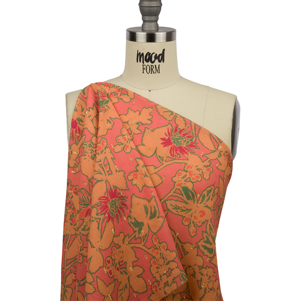 Mood Exclusive Coral Tree Line Trove Metallic Dotted Crinkled Viscose Crepe Detail Mood Exclusive Coral Tree Line Trove Metallic Dotted Crinkled Viscose Crepe Detail