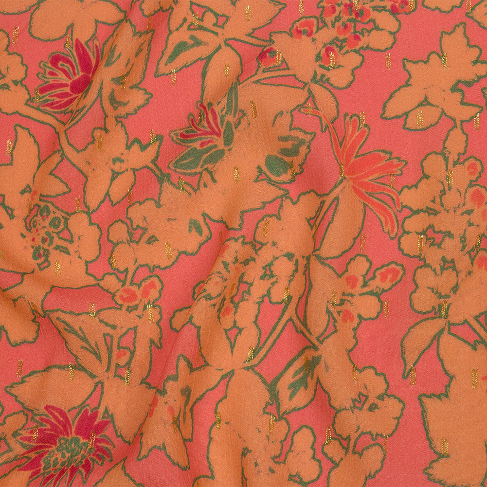 Mood Exclusive Coral Tree Line Trove Metallic Dotted Crinkled Viscose Crepe Mood Exclusive Coral Tree Line Trove Metallic Dotted Crinkled Viscose Crepe