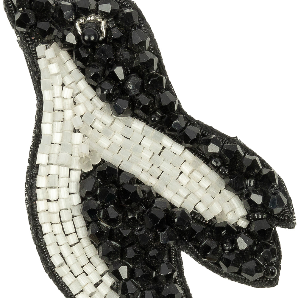 Black and Satin White Penguin Glass Beaded Applique - 3" x 1.88" Detail Black and Satin White Penguin Glass Beaded Applique - 3" x 1.88" Detail