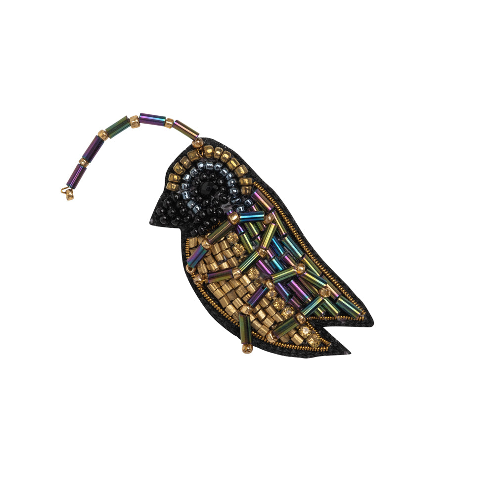 Iridescent Blue, Purple, and Gold Cricket Glass Beaded Applique - 3.25" x 1.5" Iridescent Blue, Purple, and Gold Cricket Glass Beaded Applique - 3.25" x 1.5"