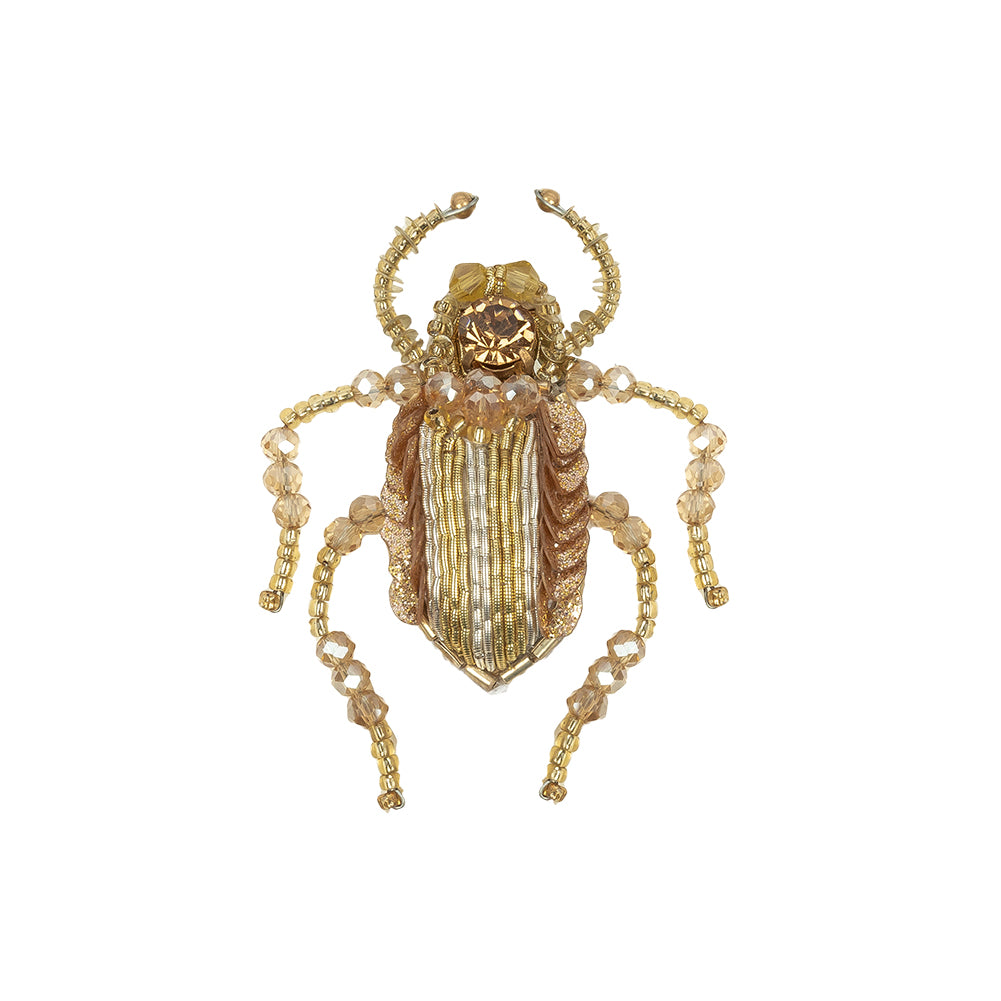 Gold, Silver and Beige Beetle Rhinestone, Sequin and Glass Beaded Applique - 2.38" x 2" Gold, Silver and Beige Beetle Rhinestone, Sequin and Glass Beaded Applique - 2.38" x 2"