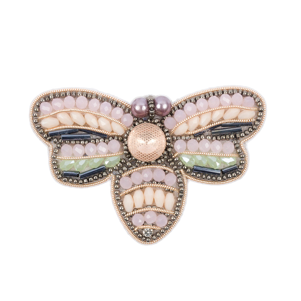Pink, Green and Gunmetal Fly Rhinestone and Glass Beaded Applique - 1.875" x 3" Pink, Green and Gunmetal Fly Rhinestone and Glass Beaded Applique - 1.875" x 3"