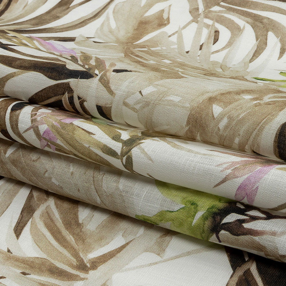 Brown Palm Fronds Medium Weight Linen Woven - Folded Brown Palm Fronds Medium Weight Linen Woven - Folded