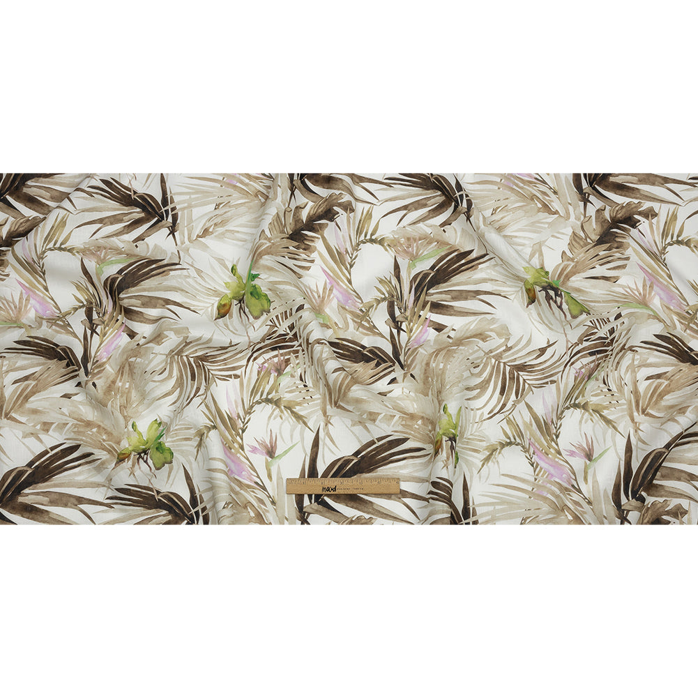 Brown Palm Fronds Medium Weight Linen Woven - Full Brown Palm Fronds Medium Weight Linen Woven - Full