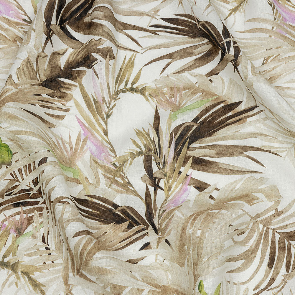 Brown Palm Fronds Medium Weight Linen Woven Brown Palm Fronds Medium Weight Linen Woven
