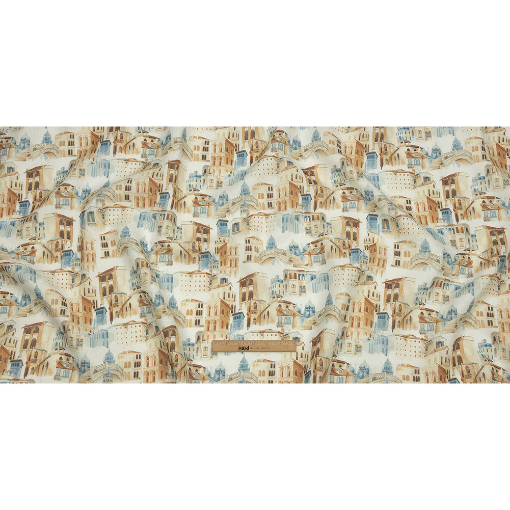 Beige and Blue City Standards Medium Weight Linen Woven - Full Beige and Blue City Standards Medium Weight Linen Woven - Full