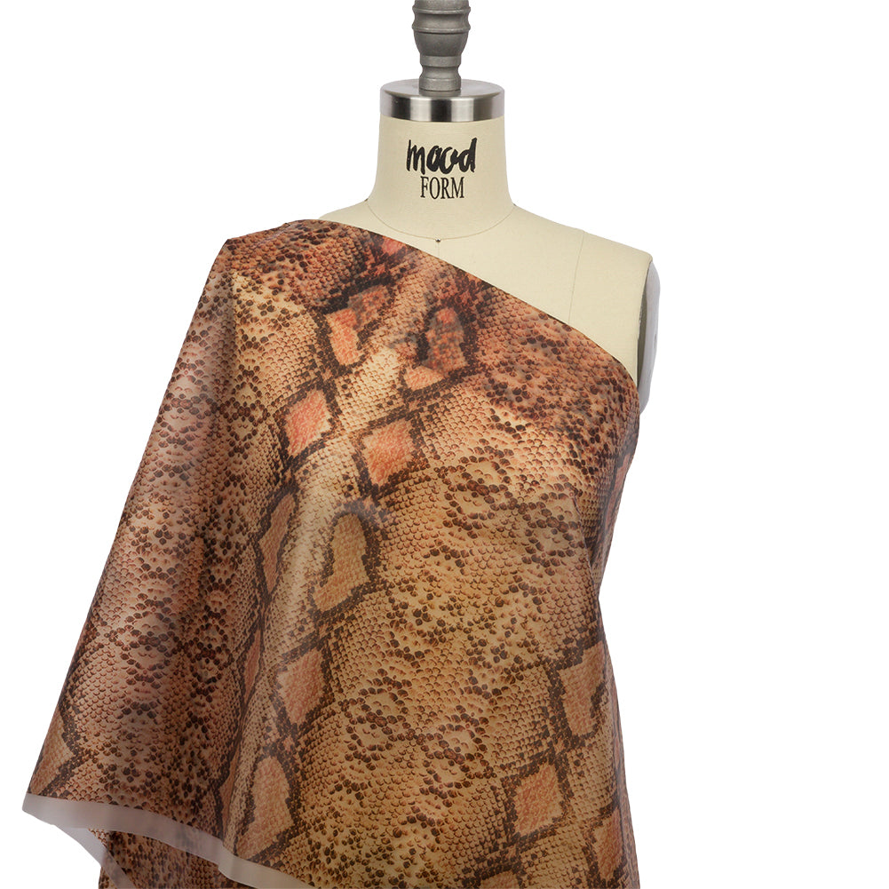 Rust and Black Python Scales Lightweight Translucent Vinyl - Drape Rust and Black Python Scales Lightweight Translucent Vinyl - Drape