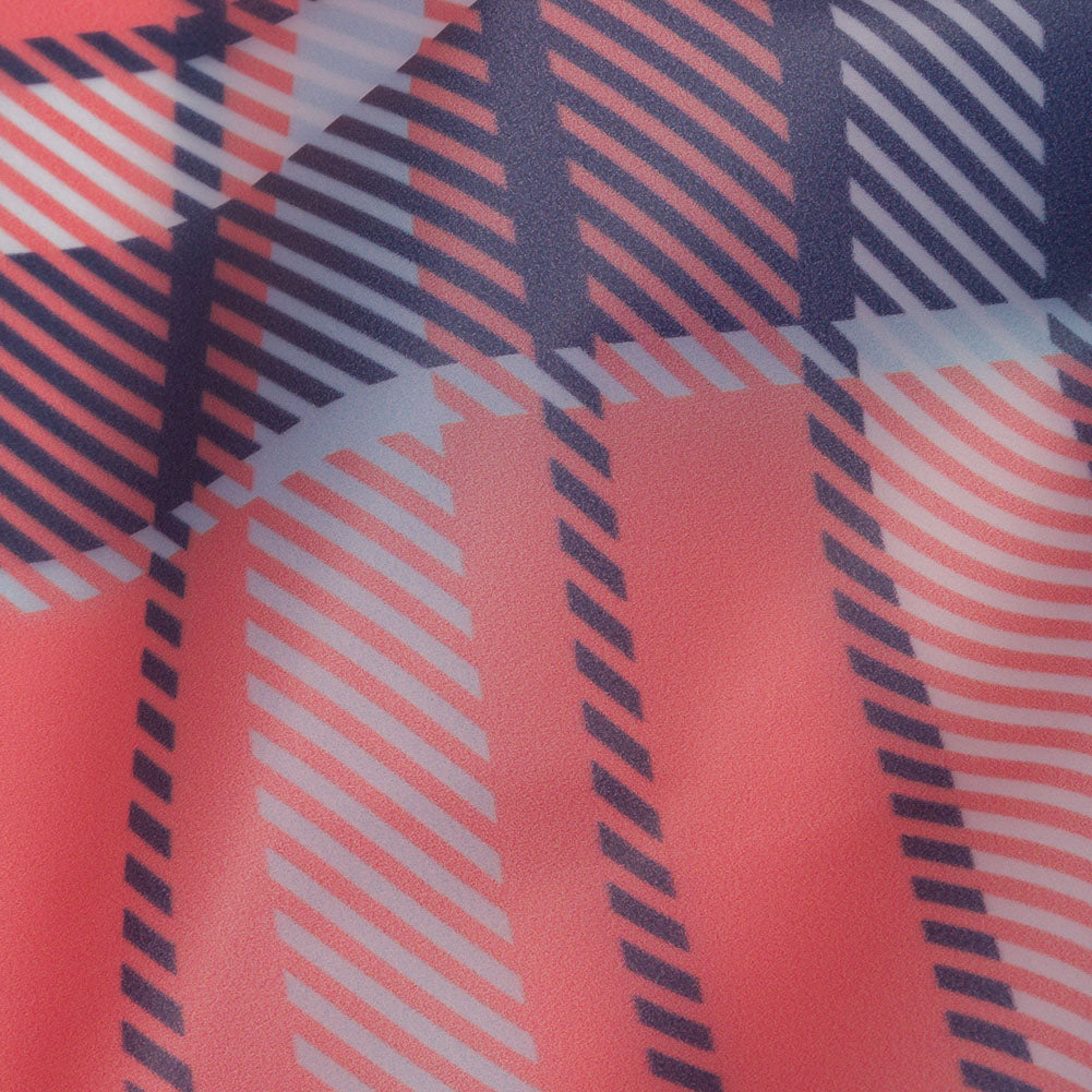 Red, Black and Baby Blue Plaid Lightweight Translucent Vinyl - Detail Red, Black and Baby Blue Plaid Lightweight Translucent Vinyl - Detail