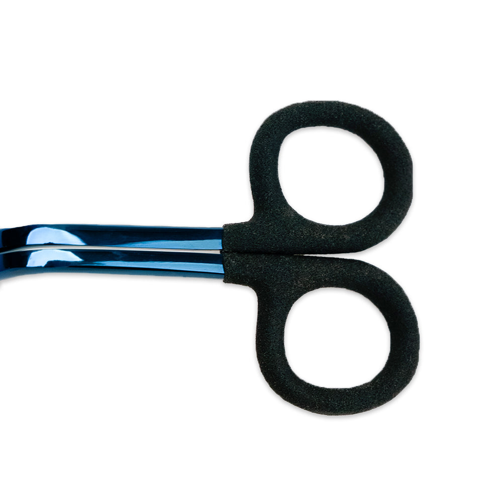 Mood Metallic Blue Double Curve Scissors with Matte Rubber Grips - 6" - Drape Mood Metallic Blue Double Curve Scissors with Matte Rubber Grips - 6" - Drape