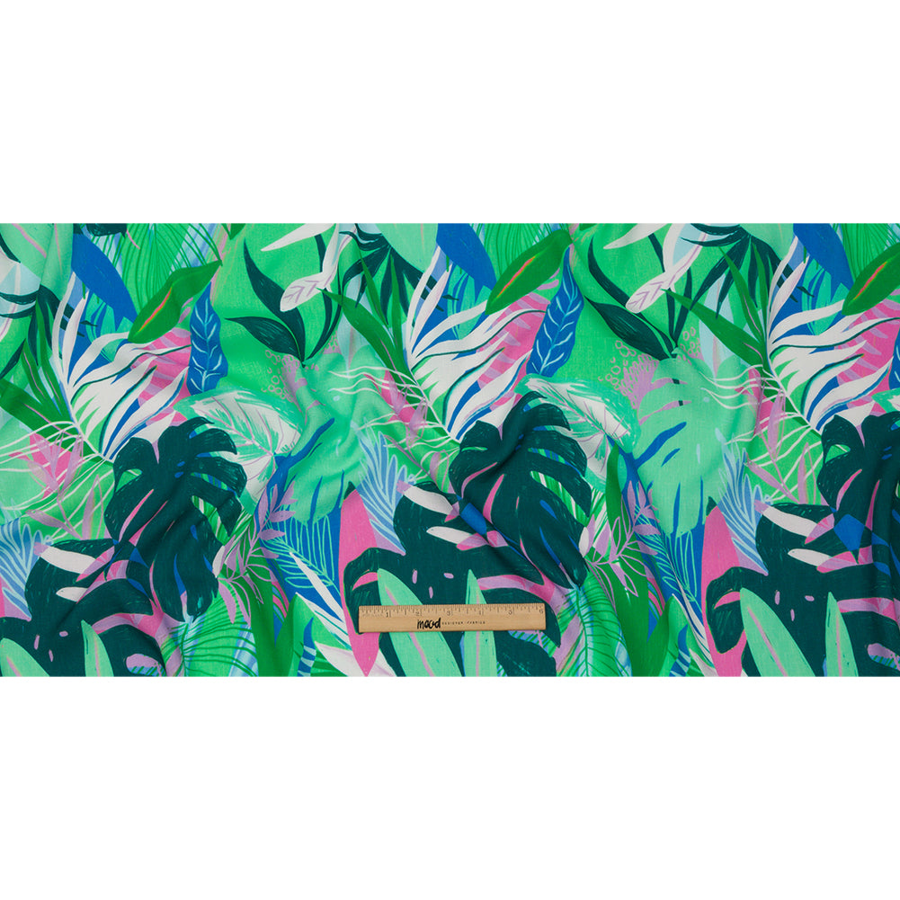 Slubbed Viscose Woven Print - Green and Blue Leaves - Mood Exclusive Tropical Tango - Full Slubbed Viscose Woven Print - Green and Blue Leaves - Mood Exclusive Tropical Tango - Full