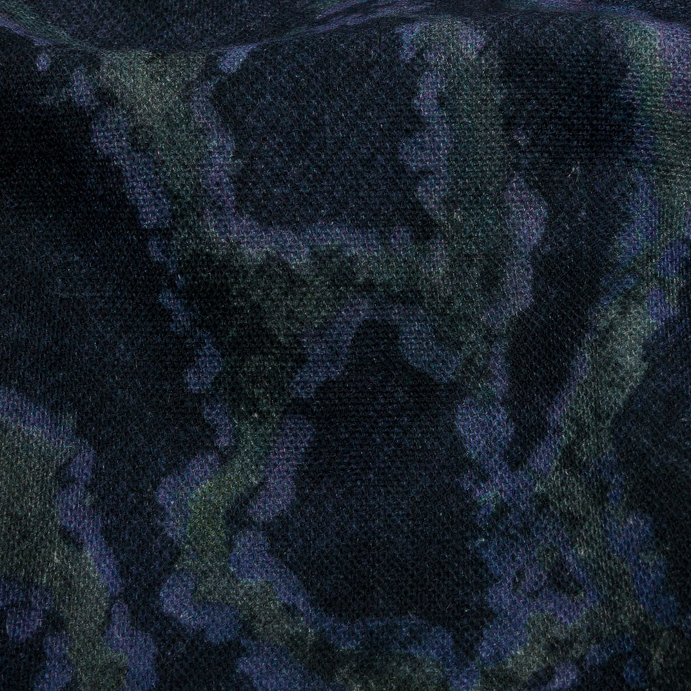 Linen and Rayon Woven Print - Dark Purple and Green Snake Abstract - Mood Exclusive Ophidian Detail Linen and Rayon Woven Print - Dark Purple and Green Snake Abstract - Mood Exclusive Ophidian Detail