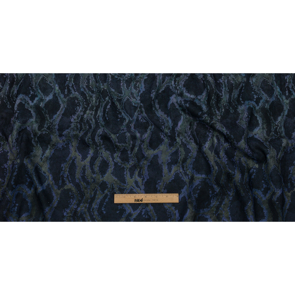 Linen and Rayon Woven Print - Dark Purple and Green Snake Abstract - Mood Exclusive Ophidian Full Linen and Rayon Woven Print - Dark Purple and Green Snake Abstract - Mood Exclusive Ophidian Full