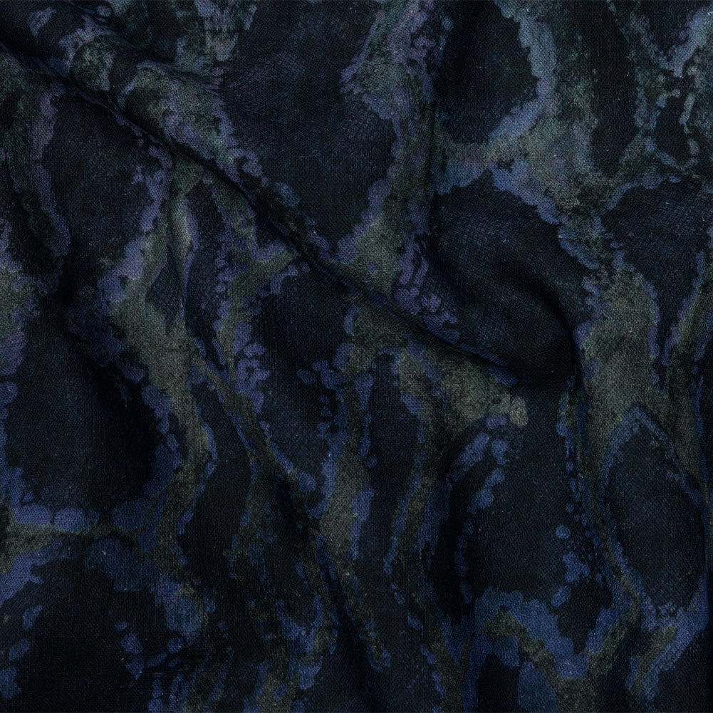 Linen and Rayon Woven Print - Dark Purple and Green Snake Abstract - Mood Exclusive Ophidian Linen and Rayon Woven Print - Dark Purple and Green Snake Abstract - Mood Exclusive Ophidian