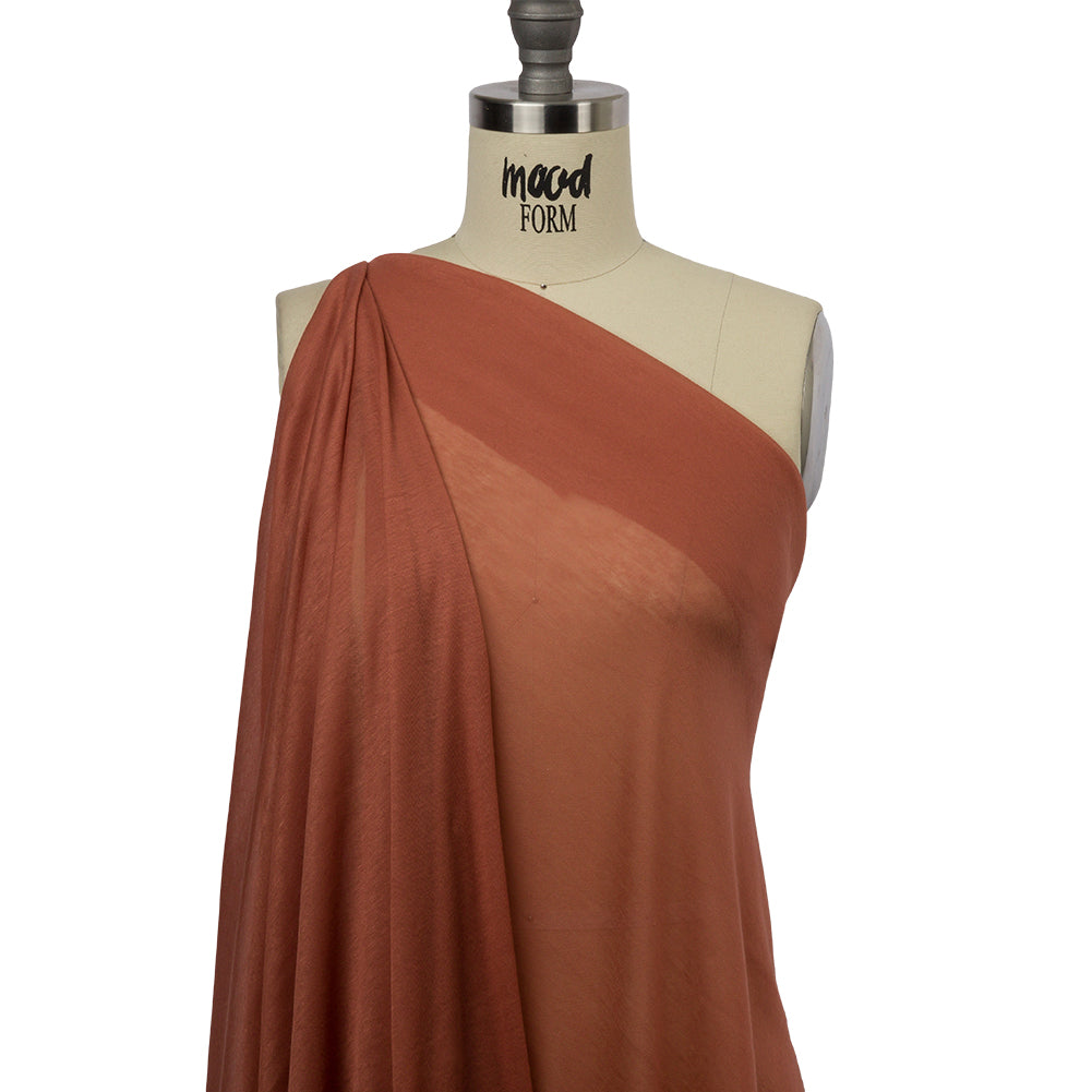 Famous Designer Terracotta Viscose and Cotton Lightweight Interlock Knit Drape Famous Designer Terracotta Viscose and Cotton Lightweight Interlock Knit Drape