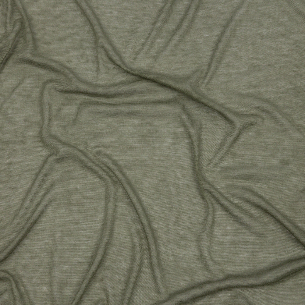 Famous Designer Olive Viscose and Cotton Lightweight Interlock Knit Famous Designer Olive Viscose and Cotton Lightweight Interlock Knit