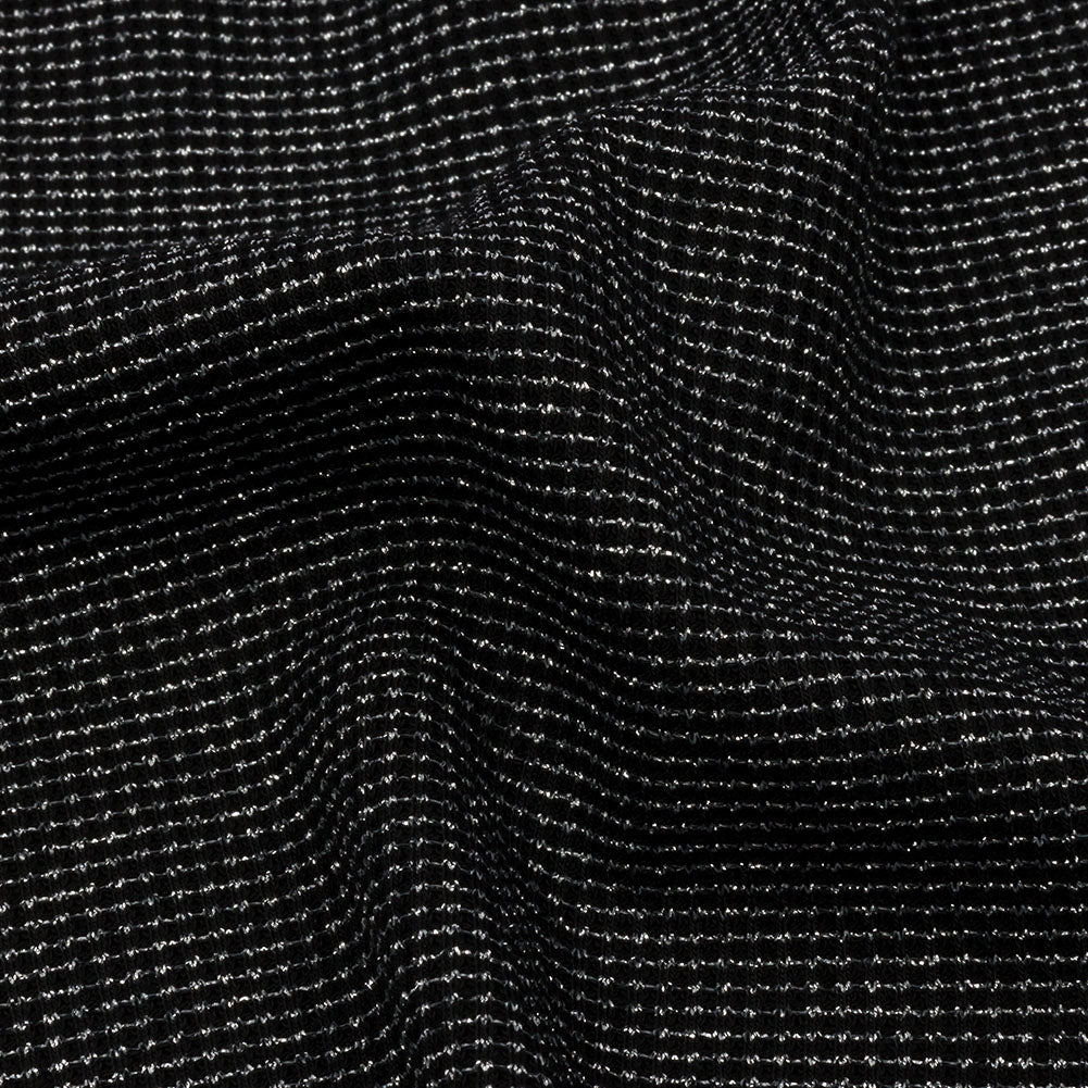 Black and Metallic Silver Stretch Rib Knit Detail Black and Metallic Silver Stretch Rib Knit Detail