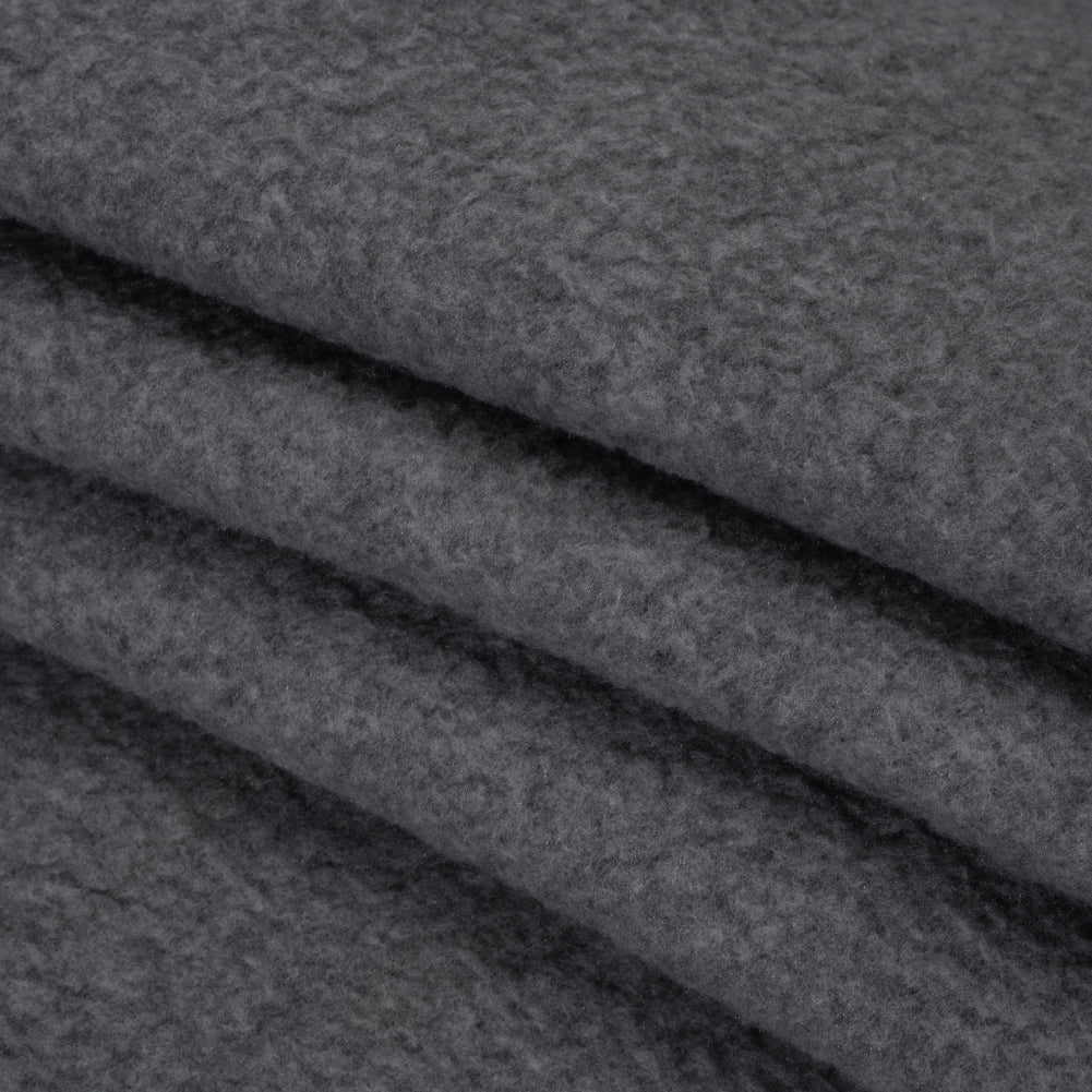Plush Fleece with Fusible Woven Backing - Heathered Gray - Deadstock - Folded Plush Fleece with Fusible Woven Backing - Heathered Gray - Deadstock - Folded