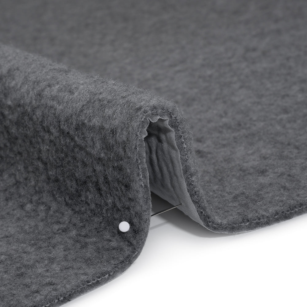 Plush Fleece with Fusible Woven Backing - Heathered Gray - Deadstock - Detail Plush Fleece with Fusible Woven Backing - Heathered Gray - Deadstock - Detail