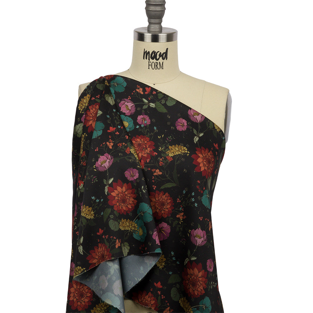 Polyester Twill Print - Purple, Red and Black Floral - Mood Exclusive Antheia's Grace - Drape Polyester Twill Print - Purple, Red and Black Floral - Mood Exclusive Antheia's Grace - Drape