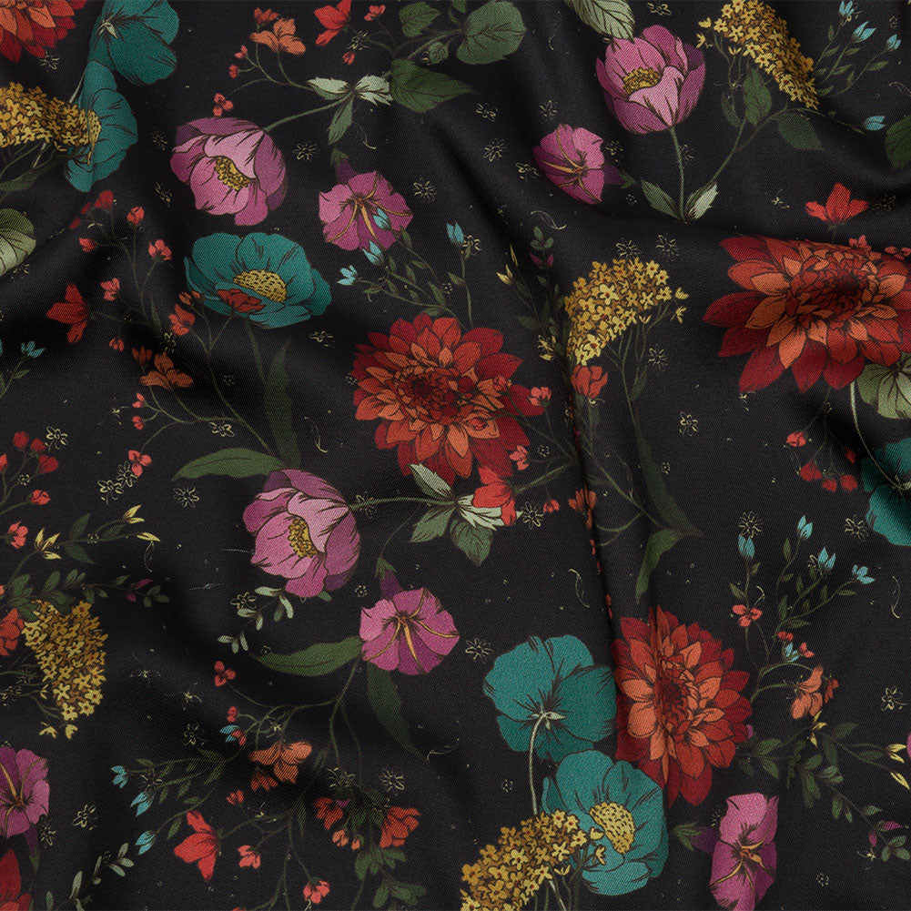 Polyester Twill Print - Purple, Red and Black Floral - Mood Exclusive Antheia's Grace Polyester Twill Print - Purple, Red and Black Floral - Mood Exclusive Antheia's Grace