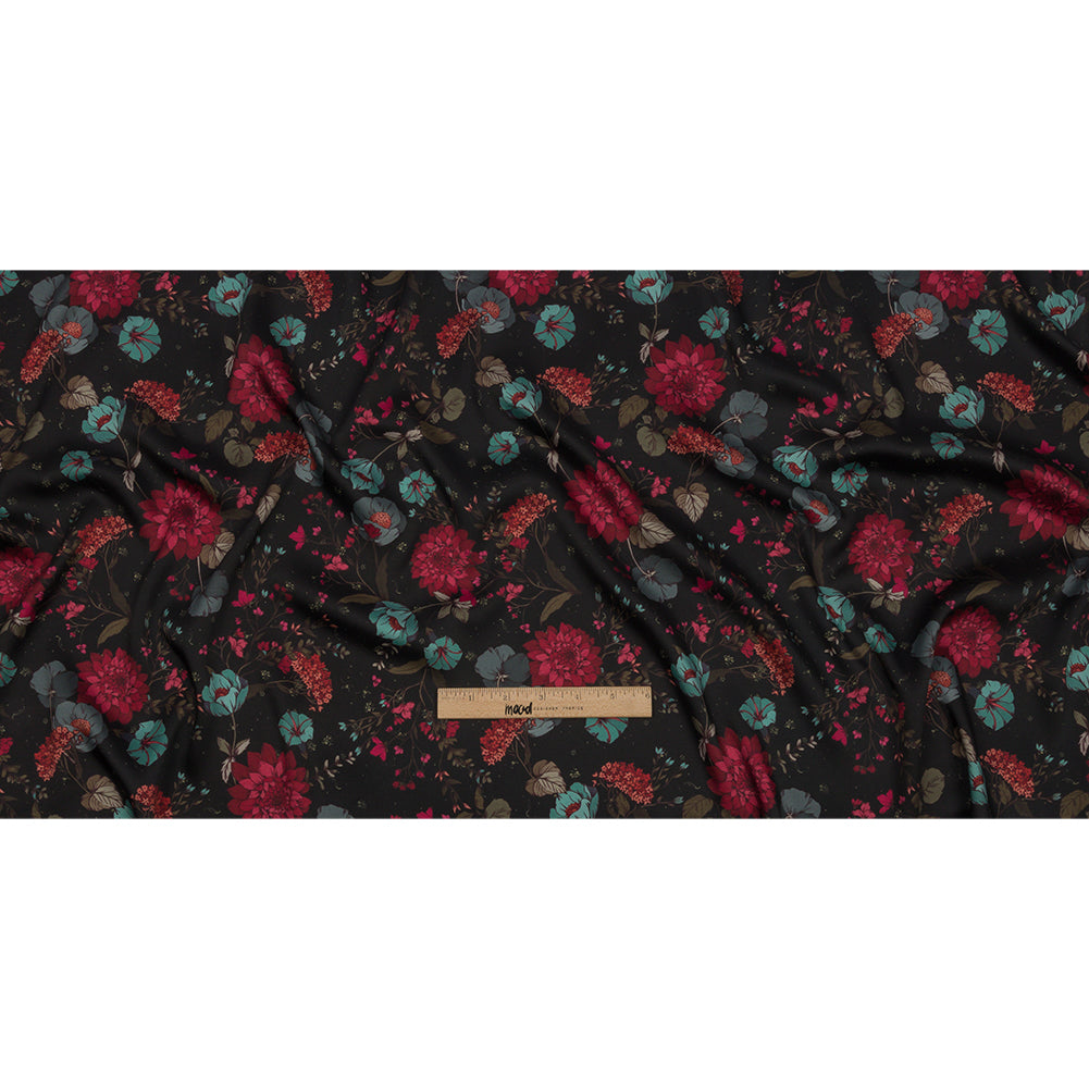 Polyester Twill Print - Blue, Red and Black Floral - Mood Exclusive Antheia's Grace - Full Polyester Twill Print - Blue, Red and Black Floral - Mood Exclusive Antheia's Grace - Full