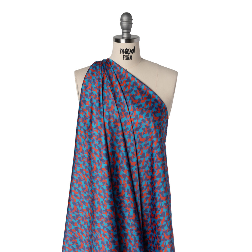 Polyester Charmeuse Print - Red and Blue Abstract - Mood Exclusive Betta Fish Drape Polyester Charmeuse Print - Red and Blue Abstract - Mood Exclusive Betta Fish Drape