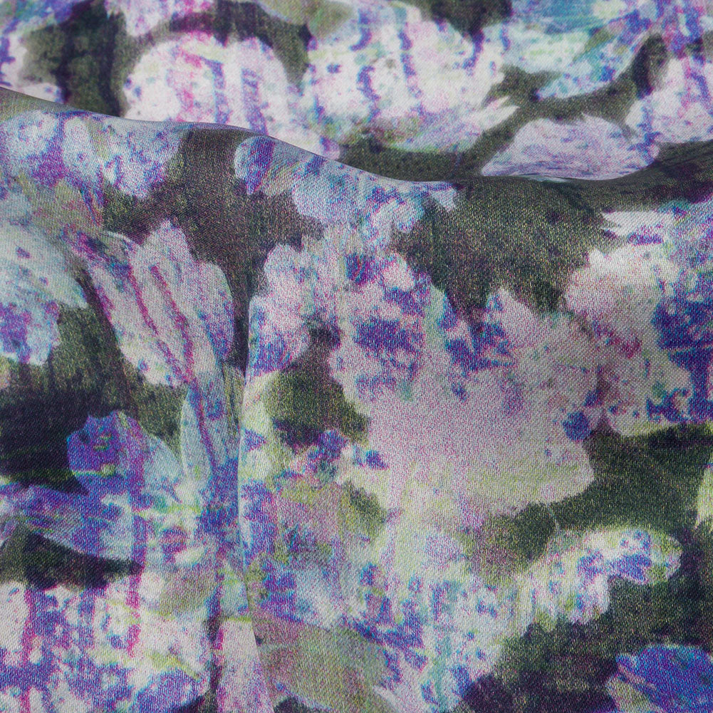 Polyester Charmeuse Print - Purple and Gray Dripping Florals - Mood Exclusive Botanical Trip Detail Polyester Charmeuse Print - Purple and Gray Dripping Florals - Mood Exclusive Botanical Trip Detail