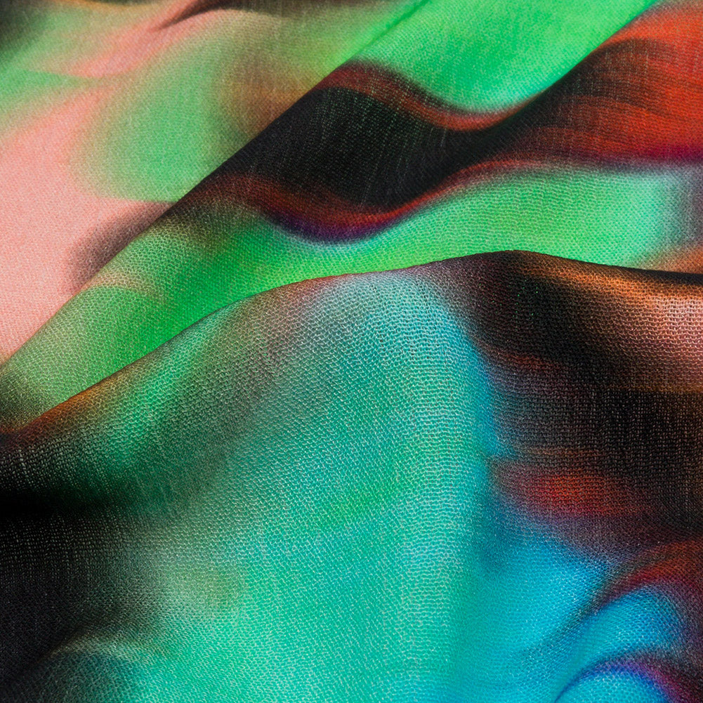 Gauzy Wrinkled Rayon Woven Print - Pink and Green Abstract - Mood Exclusive Butterfly Blur Folded Gauzy Wrinkled Rayon Woven Print - Pink and Green Abstract - Mood Exclusive Butterfly Blur Folded