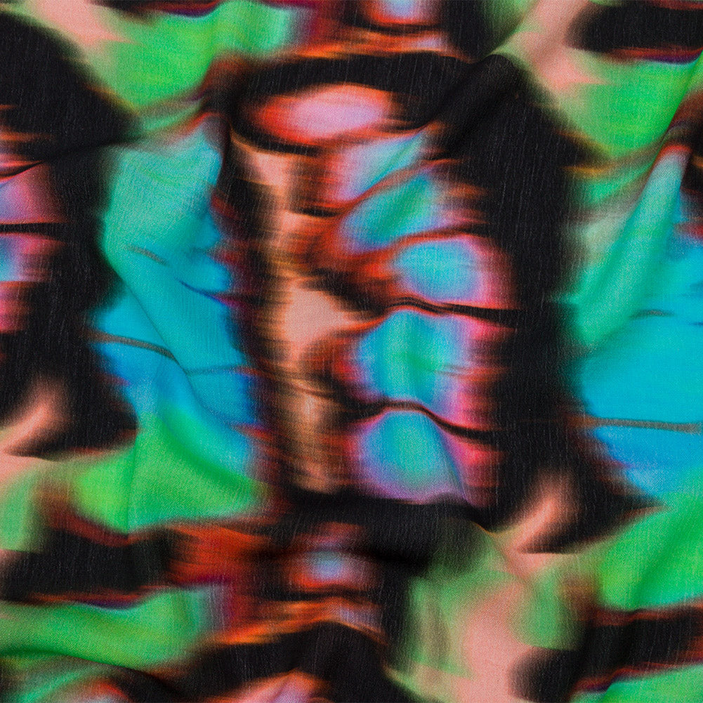Gauzy Wrinkled Rayon Woven Print - Pink and Green Abstract - Mood Exclusive Butterfly Blur Gauzy Wrinkled Rayon Woven Print - Pink and Green Abstract - Mood Exclusive Butterfly Blur