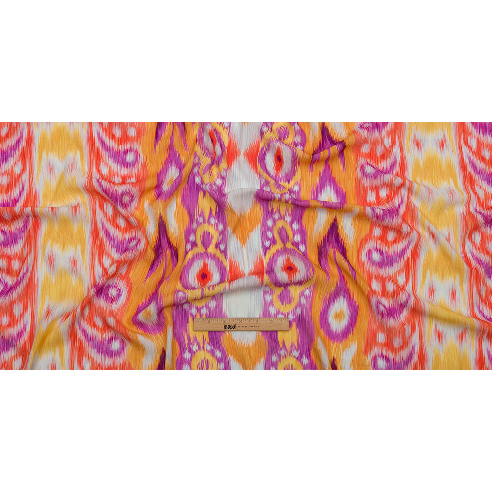 Gauzy Wrinkled Rayon Woven Print - Purple and Yellow Ikat Paisley Stripes - Mood Exclusive Feathered Psyche Drape Gauzy Wrinkled Rayon Woven Print - Purple and Yellow Ikat Paisley Stripes - Mood Exclusive Feathered Psyche Drape