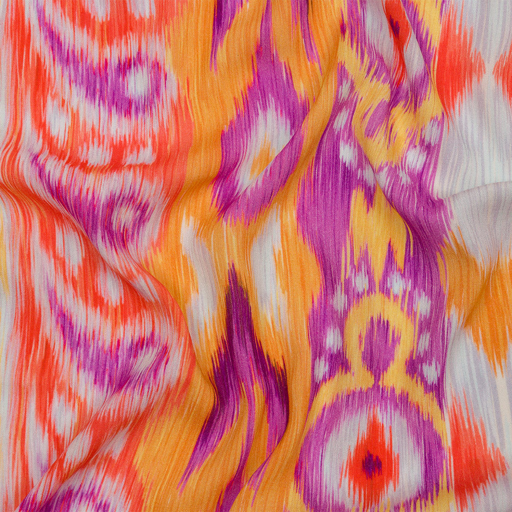 Gauzy Wrinkled Rayon Woven Print - Purple and Yellow Ikat Paisley Stripes - Mood Exclusive Feathered Psyche Gauzy Wrinkled Rayon Woven Print - Purple and Yellow Ikat Paisley Stripes - Mood Exclusive Feathered Psyche