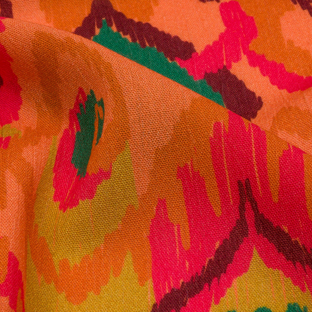 Gauzy Wrinkled Rayon Woven Print - Orange and Red Abstract Ikat - Mood Exclusive Mangrove Groove Folded Gauzy Wrinkled Rayon Woven Print - Orange and Red Abstract Ikat - Mood Exclusive Mangrove Groove Folded