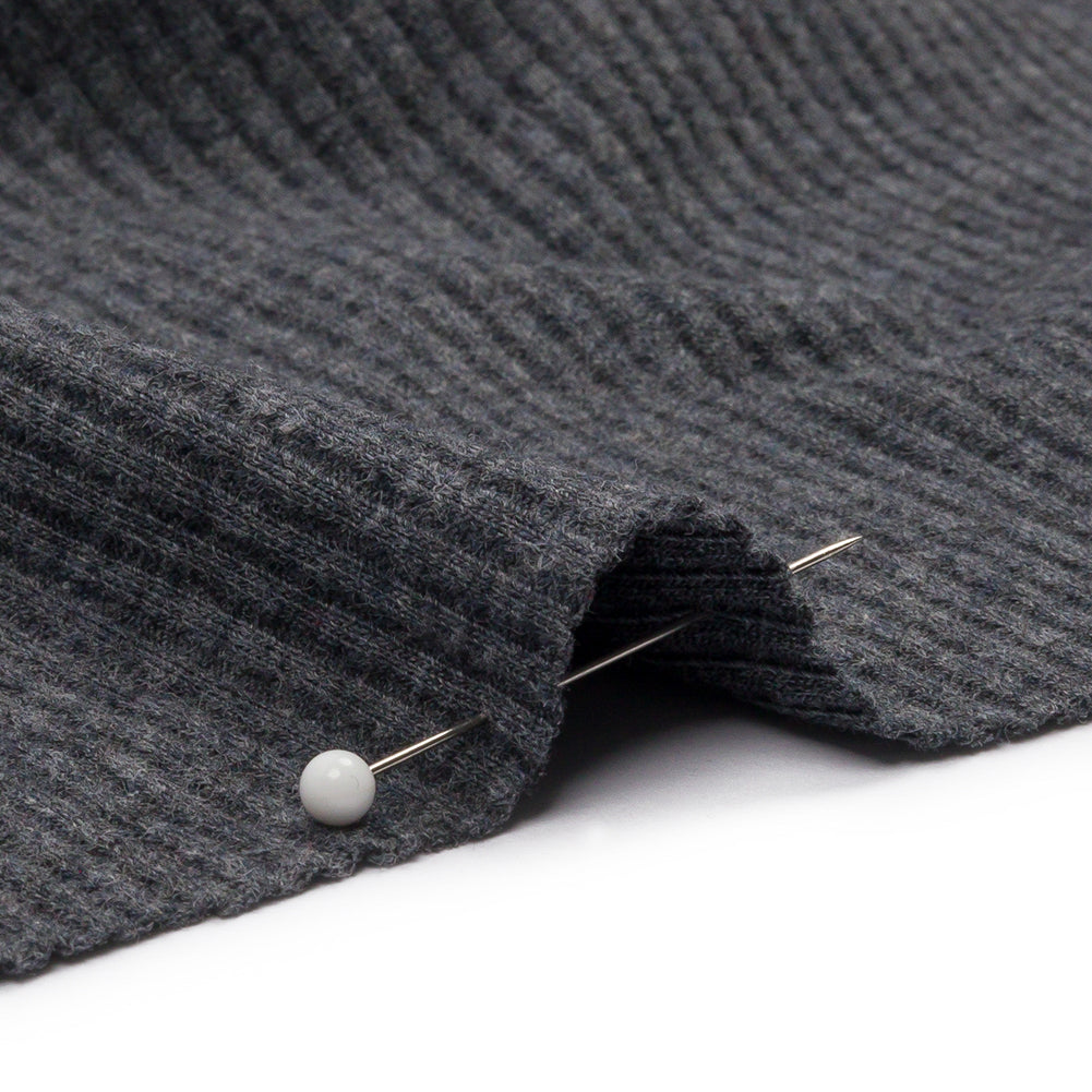 Dark Heathered Gray Stretch Cotton and Modal 2x2 Rib Knit Detail Dark Heathered Gray Stretch Cotton and Modal 2x2 Rib Knit Detail
