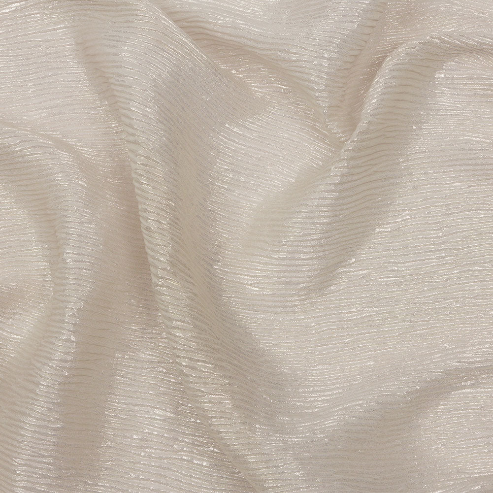 Polyester Chiffon Plisse with All-Over Foil - Greige and Gold - Honey Collection Polyester Chiffon Plisse with All-Over Foil - Greige and Gold - Honey Collection