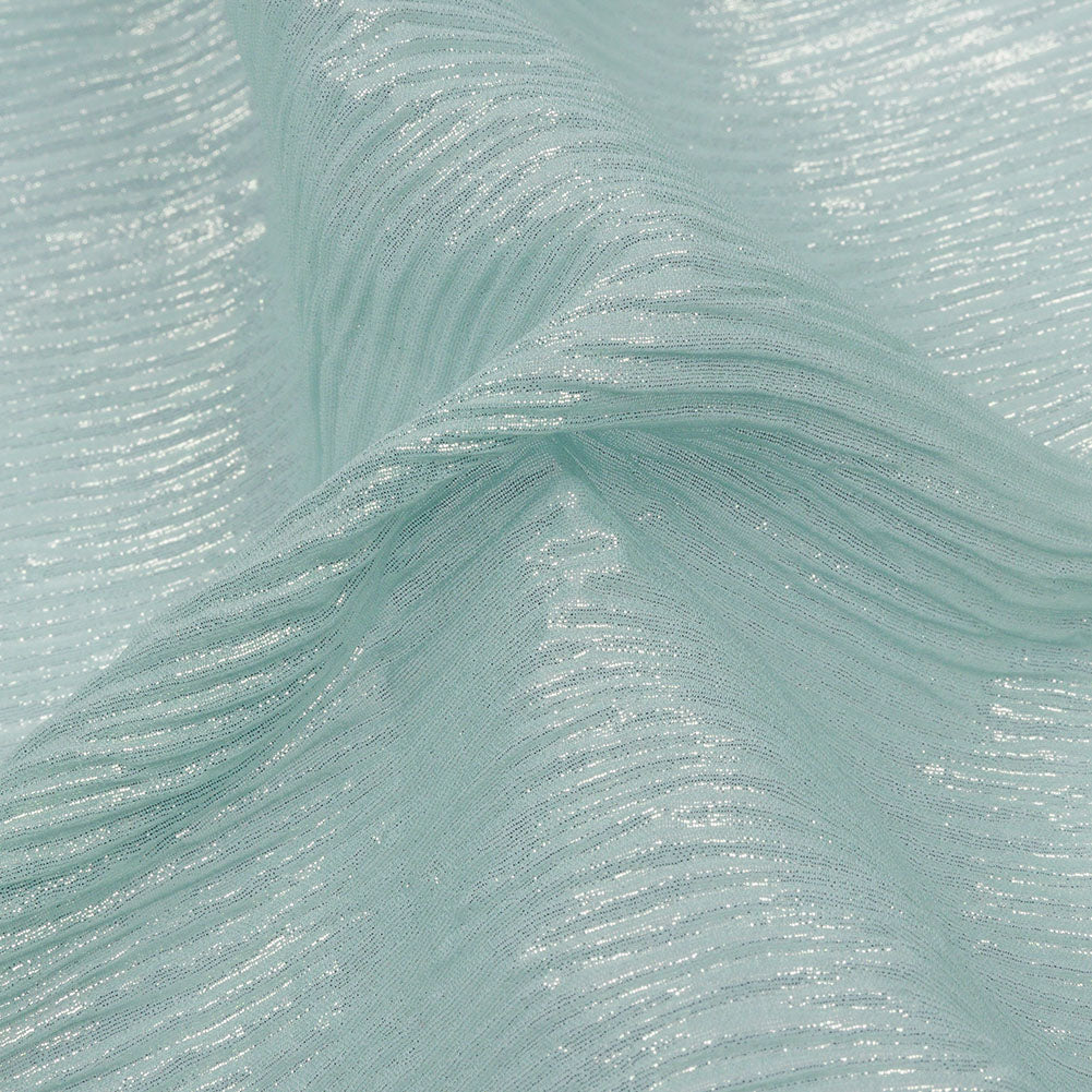 Polyester Chiffon Plisse with All-Over Foil - Baby Blue and Gold - Honey Collection - Detail Polyester Chiffon Plisse with All-Over Foil - Baby Blue and Gold - Honey Collection - Detail