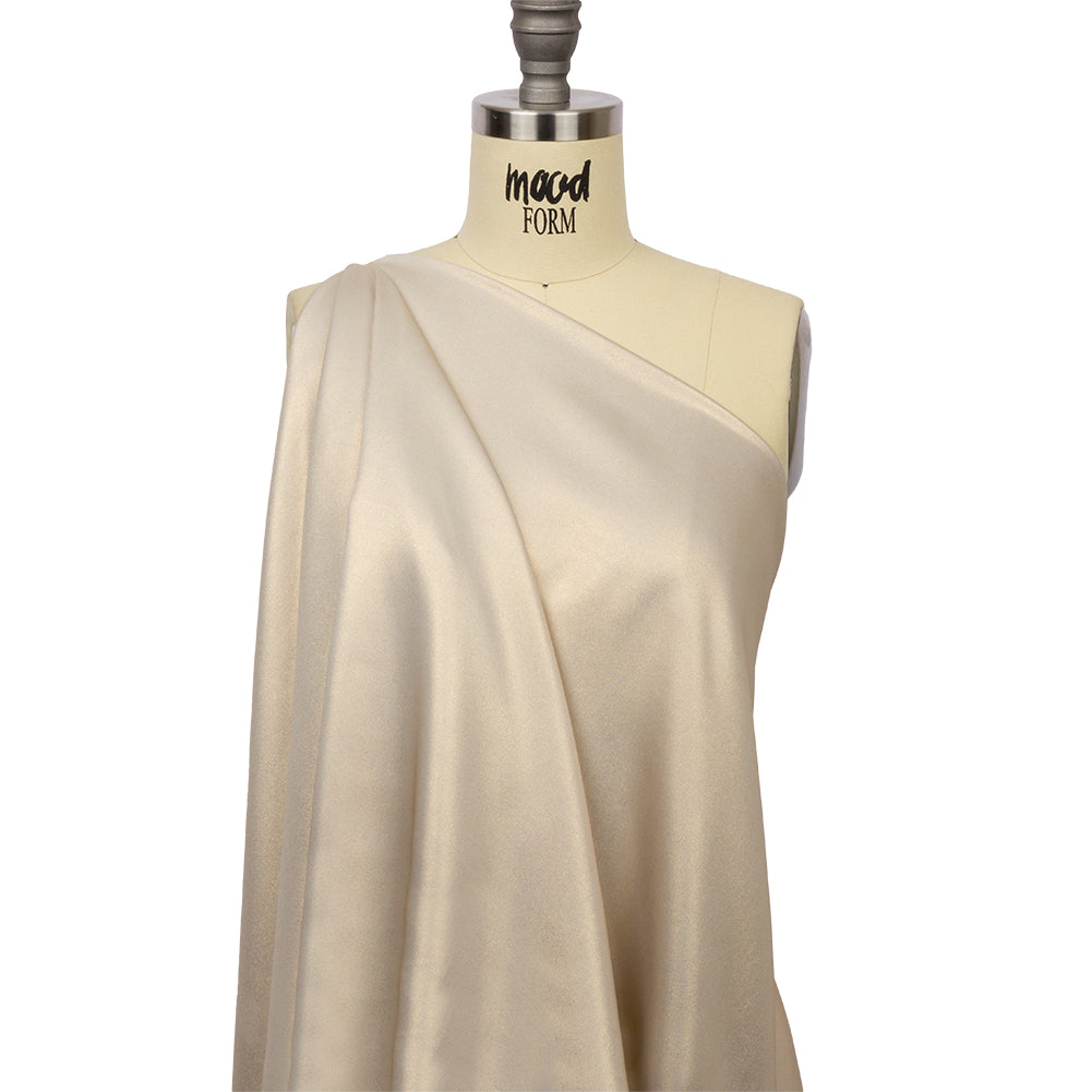 Ultra-Smooth Polyester Georgette with Foiling - Beige and Gold - Valeria Collection - Drape Ultra-Smooth Polyester Georgette with Foiling - Beige and Gold - Valeria Collection - Drape