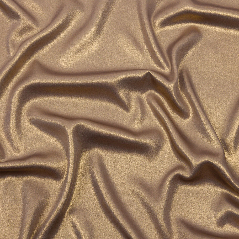 Ultra-Smooth Polyester Georgette with Foiling - Taupe and Gold - Valeria Collection Ultra-Smooth Polyester Georgette with Foiling - Taupe and Gold - Valeria Collection