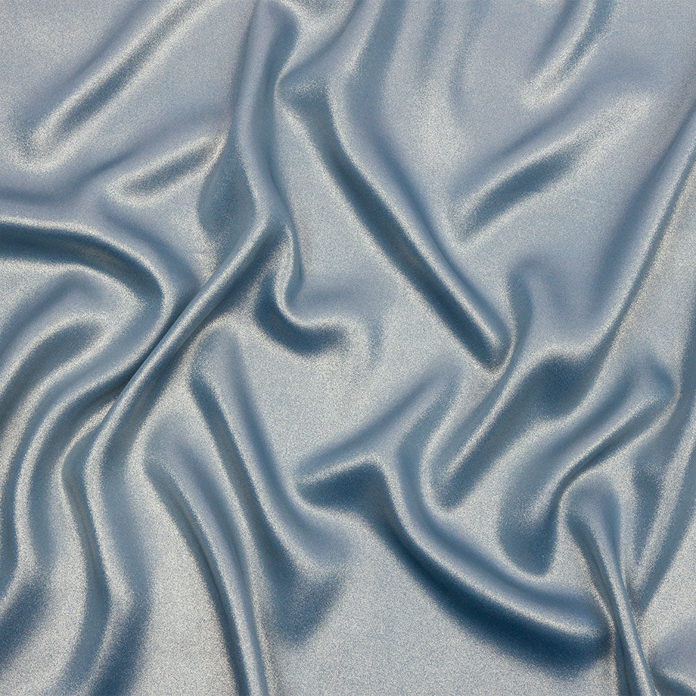 Ultra-Smooth Polyester Georgette with Foiling - Blue and Silver - Valeria Collection Ultra-Smooth Polyester Georgette with Foiling - Blue and Silver - Valeria Collection