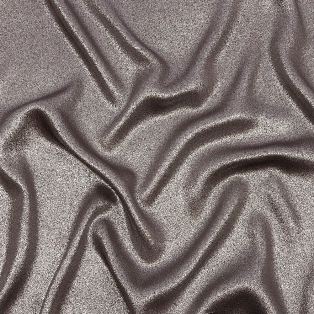 Ultra-Smooth Polyester Georgette with Foiling - Brown and Silver - Valeria Collection Ultra-Smooth Polyester Georgette with Foiling - Brown and Silver - Valeria Collection