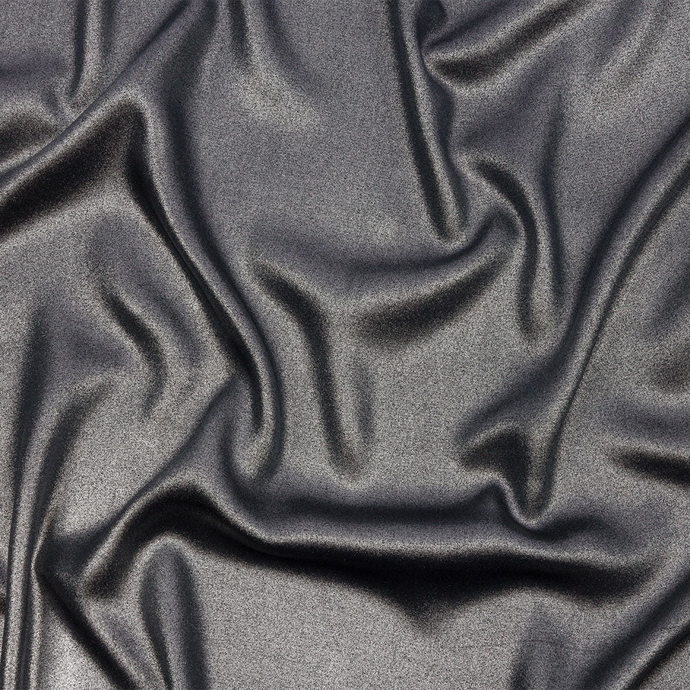 Ultra-Smooth Polyester Georgette with Foiling - Midnight and Silver - Valeria Collection Ultra-Smooth Polyester Georgette with Foiling - Midnight and Silver - Valeria Collection