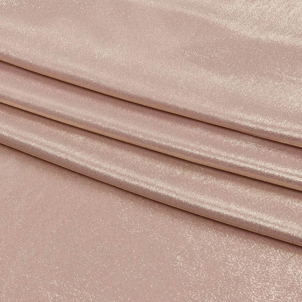 Polyester Interlock Knit with Gold Foiling - Pale Pink - Oriana Collection - Folded Polyester Interlock Knit with Gold Foiling - Pale Pink - Oriana Collection - Folded