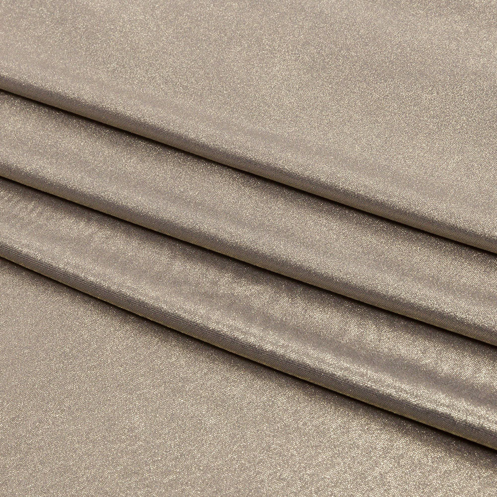 Polyester Interlock Knit with Gold Foiling - Gray - Oriana Collection - Folded Polyester Interlock Knit with Gold Foiling - Gray - Oriana Collection - Folded