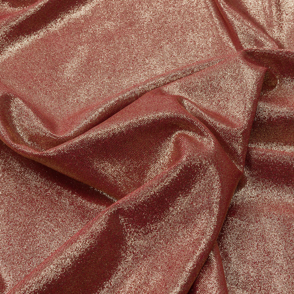 Polyester Interlock Knit with Gold Foiling - Brick - Oriana Collection - Detail Polyester Interlock Knit with Gold Foiling - Brick - Oriana Collection - Detail