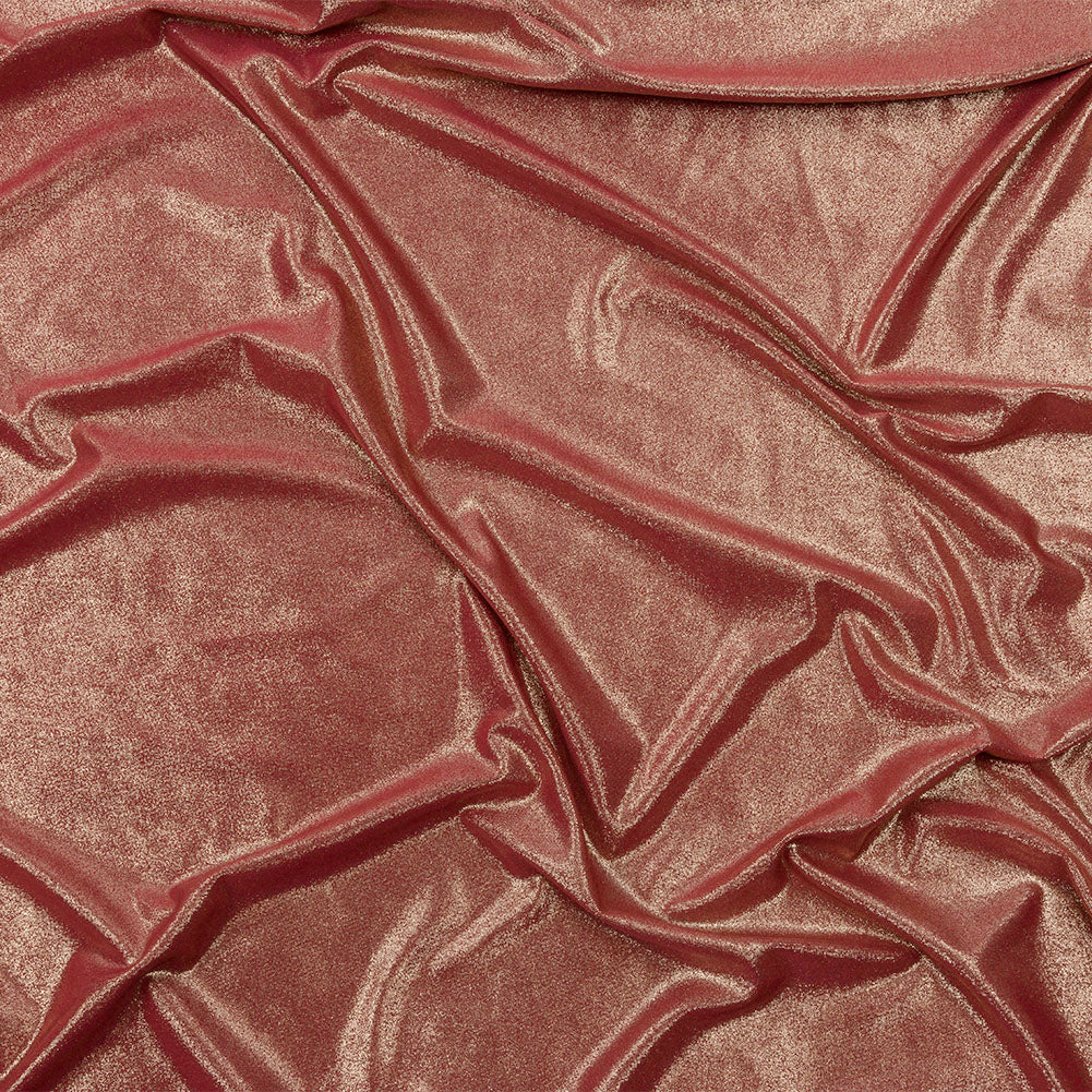 Polyester Interlock Knit with Gold Foiling - Brick - Oriana Collection Polyester Interlock Knit with Gold Foiling - Brick - Oriana Collection