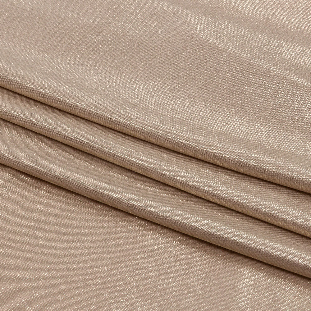 Foiled ITY Interlock Knit - Plaza Taupe and Gold - Gaby Collection - Folded Foiled ITY Interlock Knit - Plaza Taupe and Gold - Gaby Collection - Folded